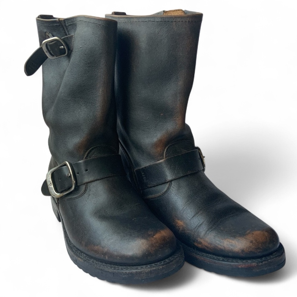 Frye Leather Boots Distressed Black Size 5B - Picture 2 of 6